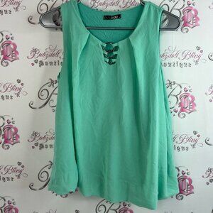 Quiz tank top Oring metal silver detail front bubble hem Sleeveless Mint Blouse